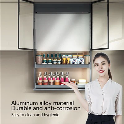 מתלה מתכת מטבח דו שכבתי חשמלי הרמה לתבלינים